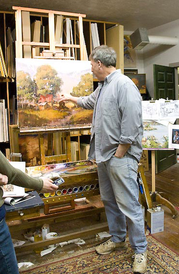 Steve Songer gesutres towards a work in progress