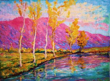 Fauvist Autumn, by Henri Moser,  ND 17 X 22. Oil on canvas on masonite. Courtesy Moser Family Collection.