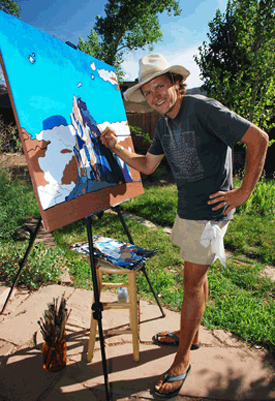 Moab artist Chad Niehaus at his easel