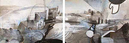 Journey to the Vista (diptych) Mixed media on paper 42